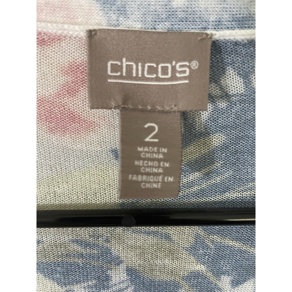 Chicos Large Blue Floral Lightweight Open Cardigan Romantic Feminine Coastal - Picture 6 of 6
